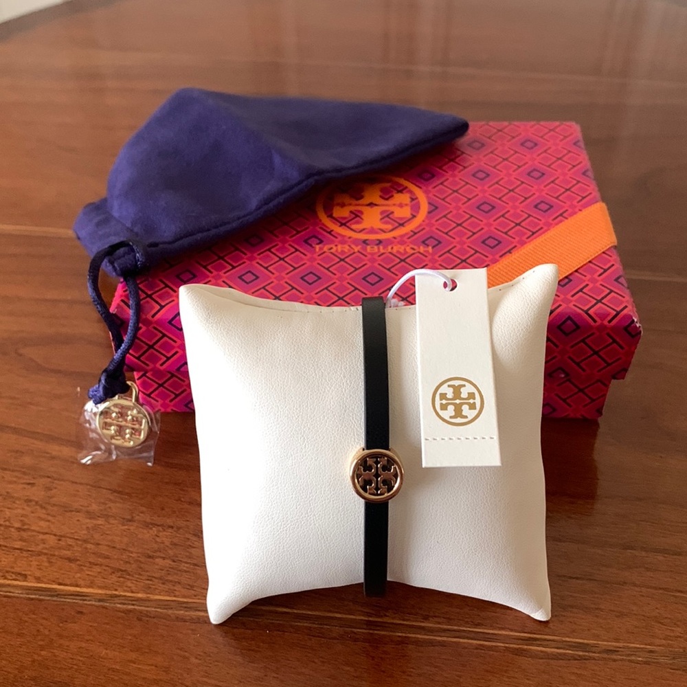 Tory Burch Miller Leather Bracelet Black NWT